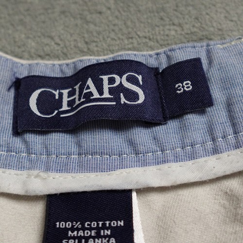 Chaps Shorts Men's Size 38 Cream Chino Flat Front Slash Pockets Casual - Picture 8 of 16
