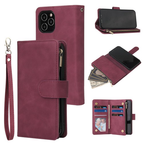 Zipper Flip Wallet Leather Card Case Cover For iPhone 14 13 12Pro 11 XR 7 8 Plus - Picture 16 of 36