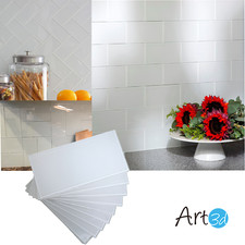 Art3d Peel Stick Backsplash Glass Tile for Kitchen Bathroom White Tiles,32pcs