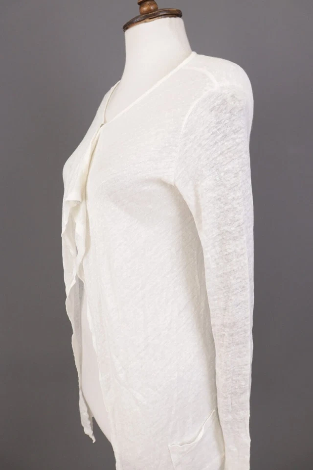 Suéter ANN DEMEULEMEESTER Blanco a Presión Ligero De Gran Tamaño Tejido Capa Talla M Foto 3 de 4