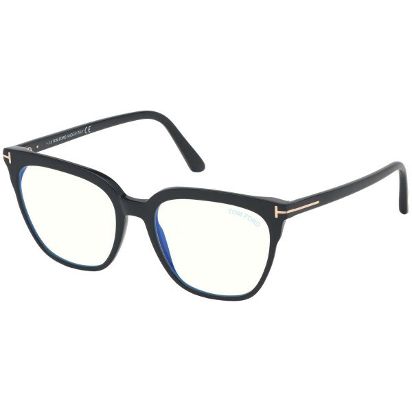 トムフォードビューティ Tom Ford FT 5599-B 001 Shiny Black Blue Block Lens Eyeglasses 52mm