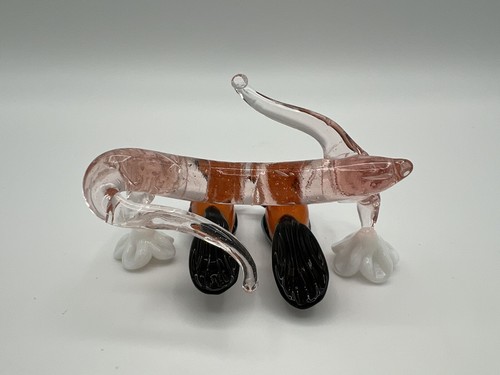 Murano Style Art Glass 2” Orange Love Birds on Pink Branch w Flowers - Picture 9 of 10