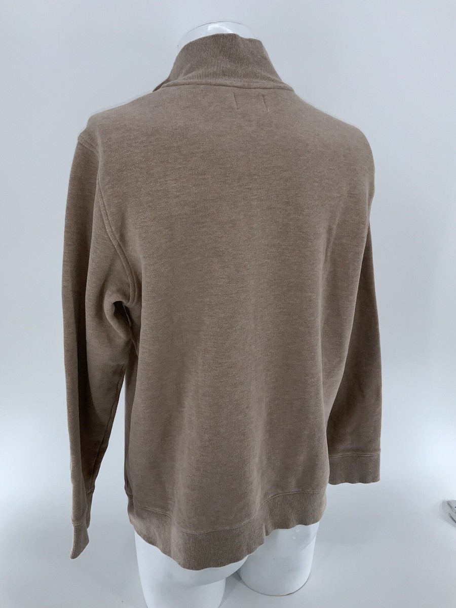 Brooks Brothers Red Fleece 1/4 Zip Pullover Men's L Beige Cotton