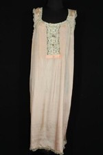 RARE PLUS SIZE FRENCH 1920'S-1930'S PINK FINE SILK SLIP WITH LACE TRIM SZ 18-20