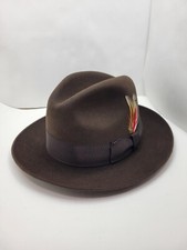 SCALA STYLE 2 BROWN FUR FEDORA MADE IN USA
