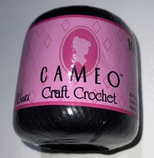 Cameo Craft Crochet Thread Black- SIZE 10 - Mercerized Cotton 350yds