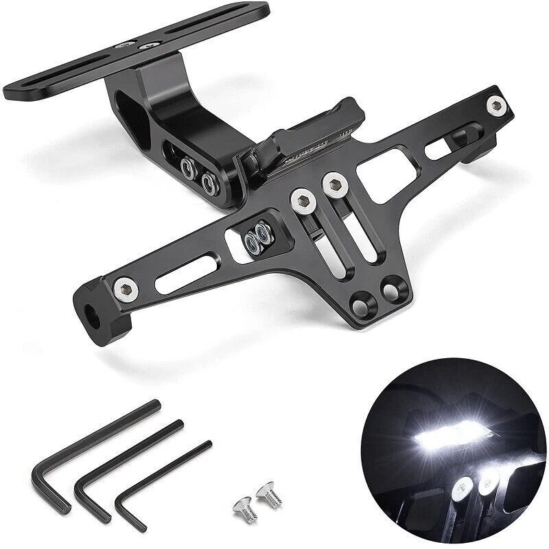 Soporte universal para placa de matrícula ordenado cola de motocicleta eliminador de guardabarros luz LED Foto 2 de 4