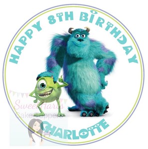 Monsters Inc Cake Topper Personalised Round Edible Cake Decoration