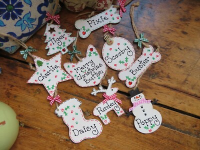 Personalisierte Haustier Weihnachten hängende Knochen Katze Hund Fell Baby handgefertigte Geschenk Plakette
