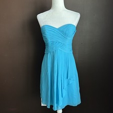 Davids Bridal Size 4 Bridesmaid Formal Prom Strapless Short Dress Teal Blue