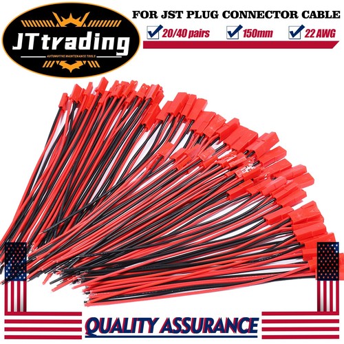 20-40set Wire Connectors for JST 150mm Female Male Cable RC LiPo Battery 22 AWG - Picture 25 of 26