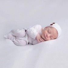 Newborn Boy Outfit Photography Baby Infant Photo Prop Sleeping Hat  Suit 2 Pcs