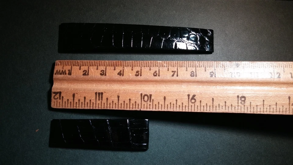 Banda Original Must de Cartier 17x14mm NEGRO BRILLANTE Cocodrilo para Hebilla de Despliegue Foto 2 de 4