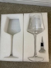 Physkoa Etched Initialed G Wine Glass with Crystal Cork