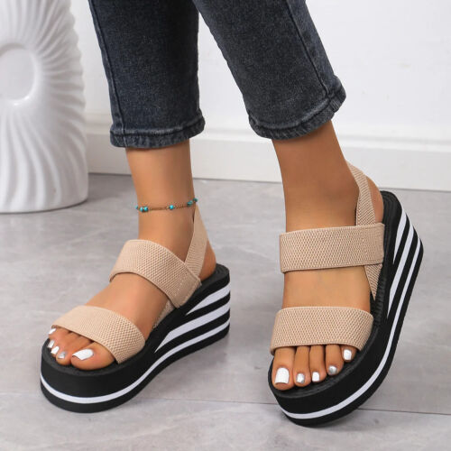 Women's Leisure Wedge Sandals Open Toe Thick Soled Platform Summer Casual Shoes - Picture 2 of 29