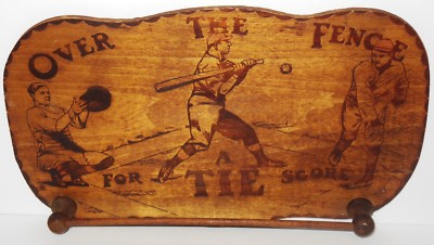 Over the Fence for a Score Babe Ruth 1920's-30's Pyrography Wooden Neck ...