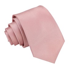 Image of Men's Plain Satin Solid Wedding Slim Tie + Optional Matching Pocket Squares