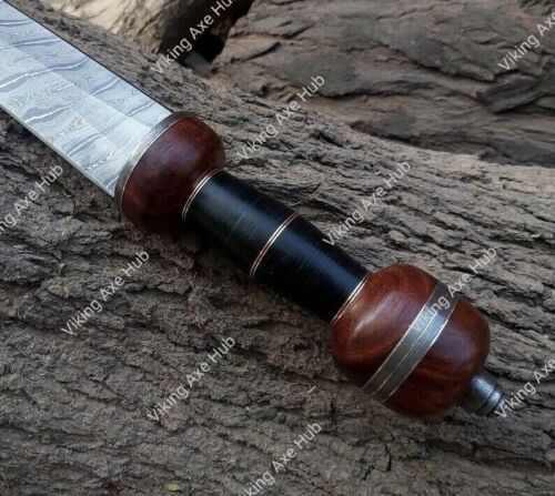 Damascus Steel Viking Roman Gladious Sharp Battle Ready Medieval Sword Gift Idea - Picture 3 of 5