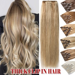 Super Thick 170g Double Weft Clip In On Full Head Remy Human Hair