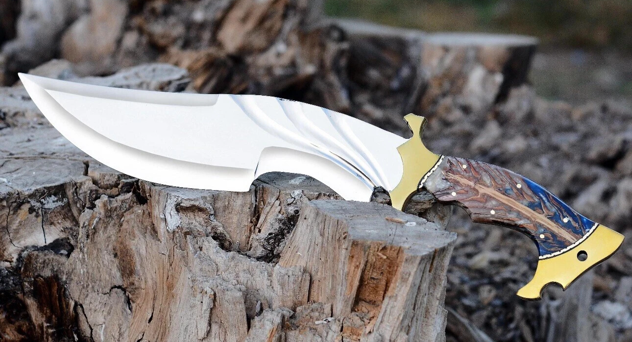 Custom Handmade D2 Steel Tactical Bowie Hunting Knife with Sheath