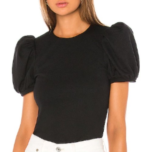 Petersyn Women's Pepper Color Short Puff Sleeve Demi Top, Size XS
