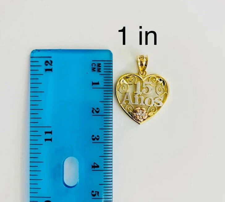 Colgante o collar de 15 años de oro macizo de 14K dulce 15 años quinceañera 3T- PT357 Foto 4 de 4