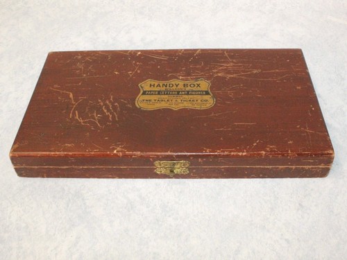 Antique Wood Handy Box Paper Letters And Figures The Tablet And Ticket Company