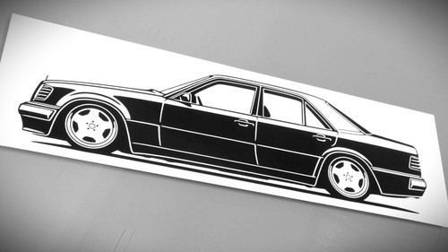 Pegatina Mercedes W124 500E Silhouette Mercedes W124 500E negra nueva - Imagen 2 de 21
