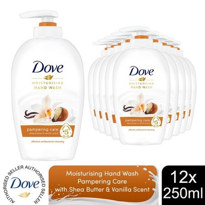 Dove Feuchtigkeitsspendende Handwäsche Verwöhnpflege mit Sheabutter & Vanille 250ml, 12er Pack