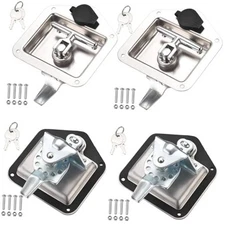 T-Handle Truck Tool Box Latch Replacement kit 304 4PC Silver(4.9" L x 4.8" W)