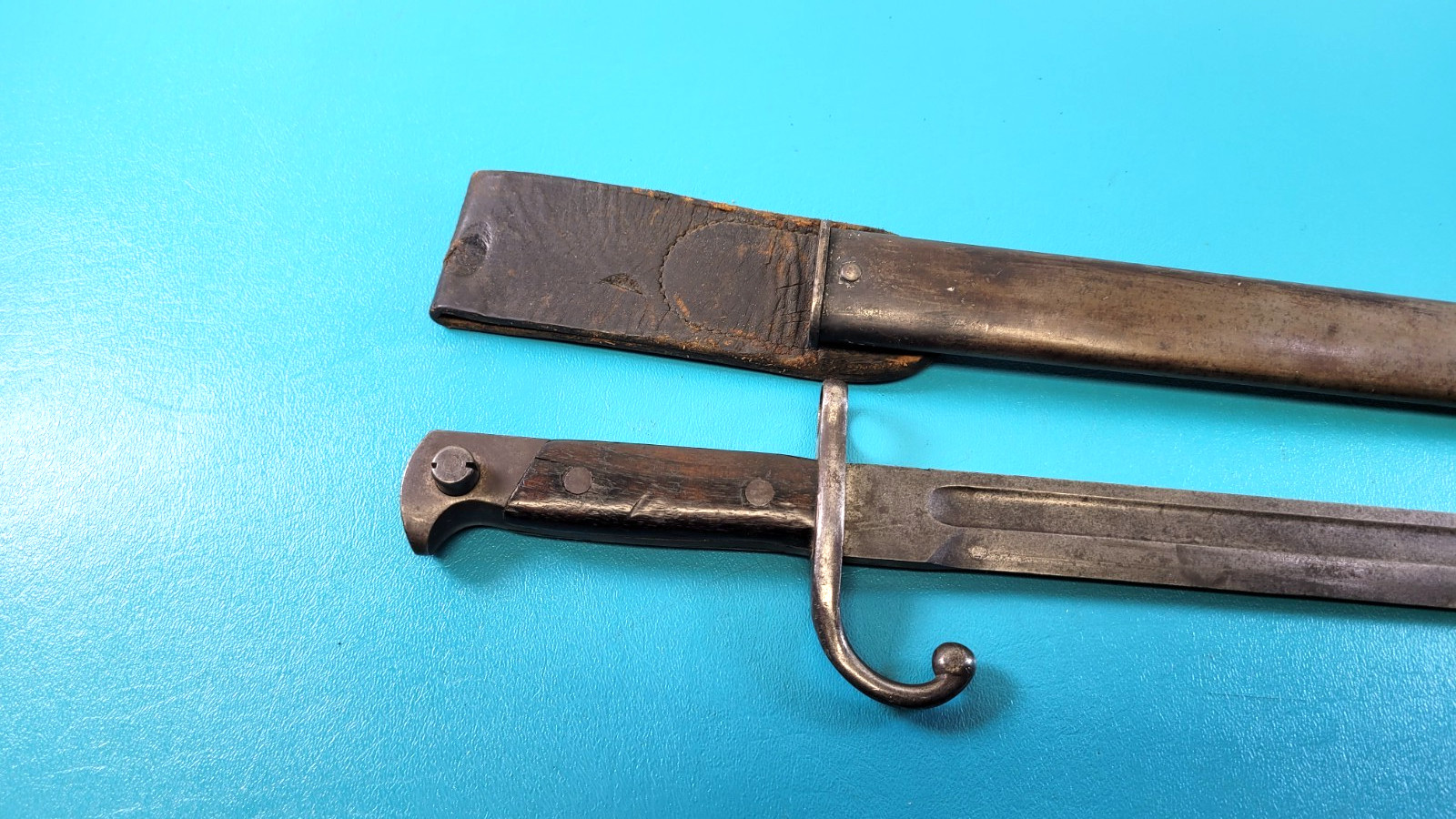 WWI French Model 1914 Remington Rifle Extended Marks Bayonet Sheath & Frog TR569