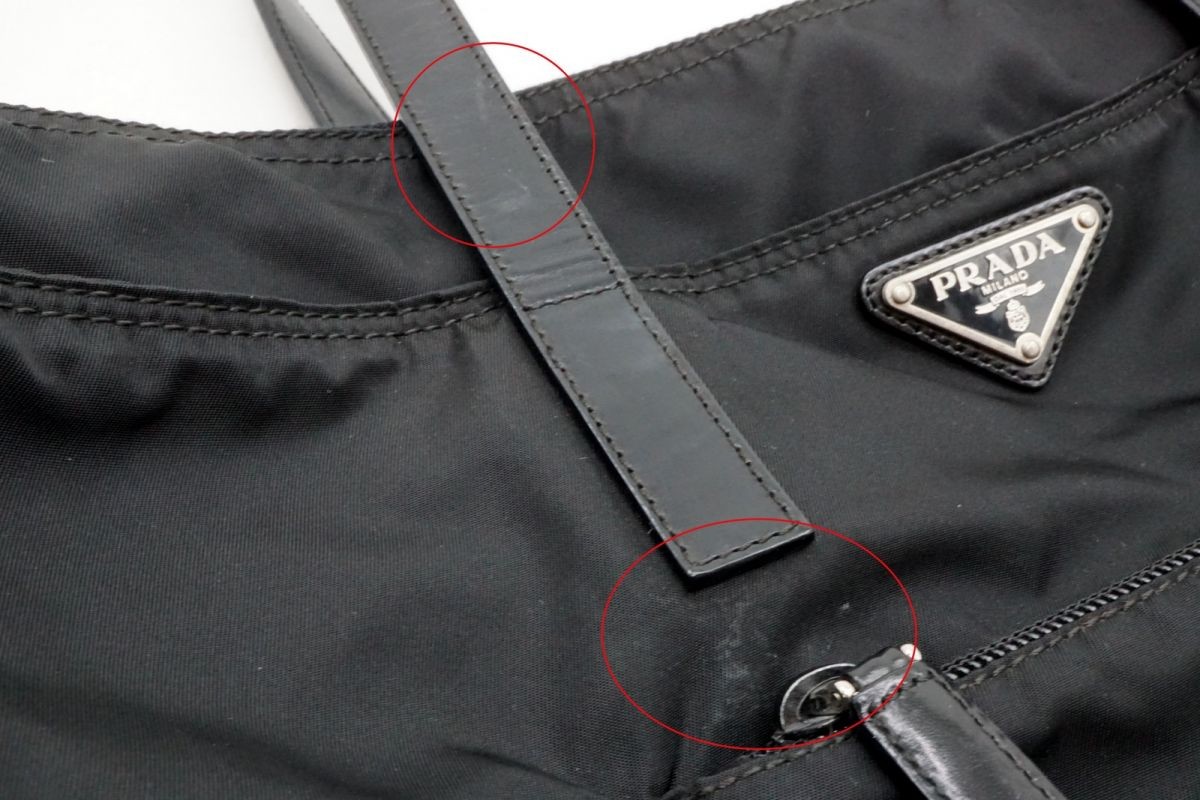 Prada Archive Shoulder Bag Tote Triangle Logo Plate Tessuto Nylon Black *Fjq5447 thumbnail 9