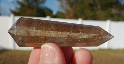 #ad SMOKY CITRINE Rutile Quartz Crystal Point VOGEL Style DT Rutilated Wand A142 $108.90