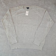 J.Crew Crewneck Sweater Men's Medium Grey 100 Cotton Textured Raglan M CD617