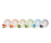 Kaffeetassen Set Excelsa Floral Mehrfarbig Mit Untertasse, Geschirr Tassen