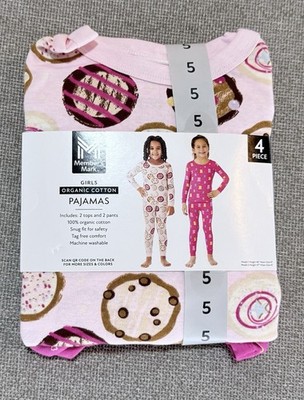 ***MEMBERS MARK GIRLS 4PC ORGANIC COTTON PAJAMA SET SIZE 5***