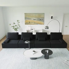 Modular Sectional Sofa w/ Foam Filling, Convertible Floor Couch Set, 3 Colors