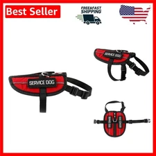 XXS Red Reflective Service Dog Vest with Adjustable Handle & Removable Patches