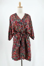 VTG Fantasies By Morgan Taylor 100% Silk Robe One Size Floral Coquette Boho 90s