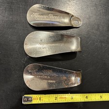 Lot Of 3 Vintage Advertising Metal Shoe Horns USED Condition Thom McAn, Kinney