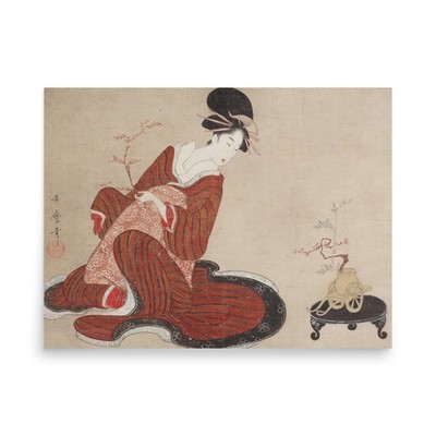 Kitagawa Utamaro Woman Making Flower Arrangement Ukiyo-e Wall Art