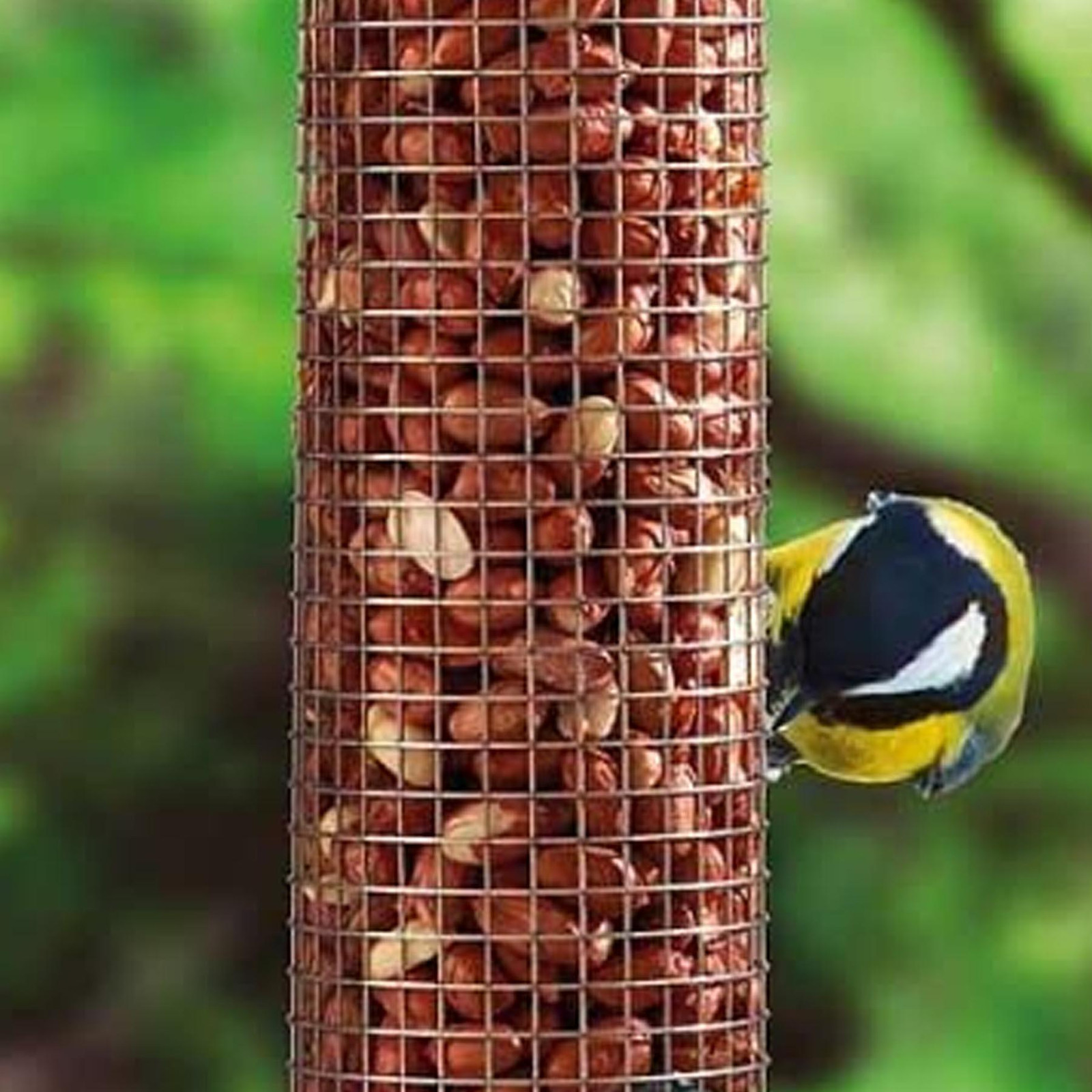 Hanging Peanut Bird Feeder Mesh Wired Grey