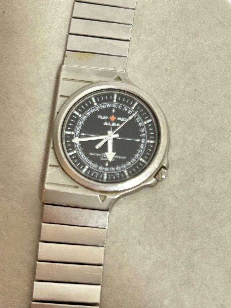 SEIKO ALBA FLAPDUCK セイコー アルバ Y101-6040 SEIKO ALBA FLAP DUCK Y101-6040 Quartz Watch Silver Dial Vintage