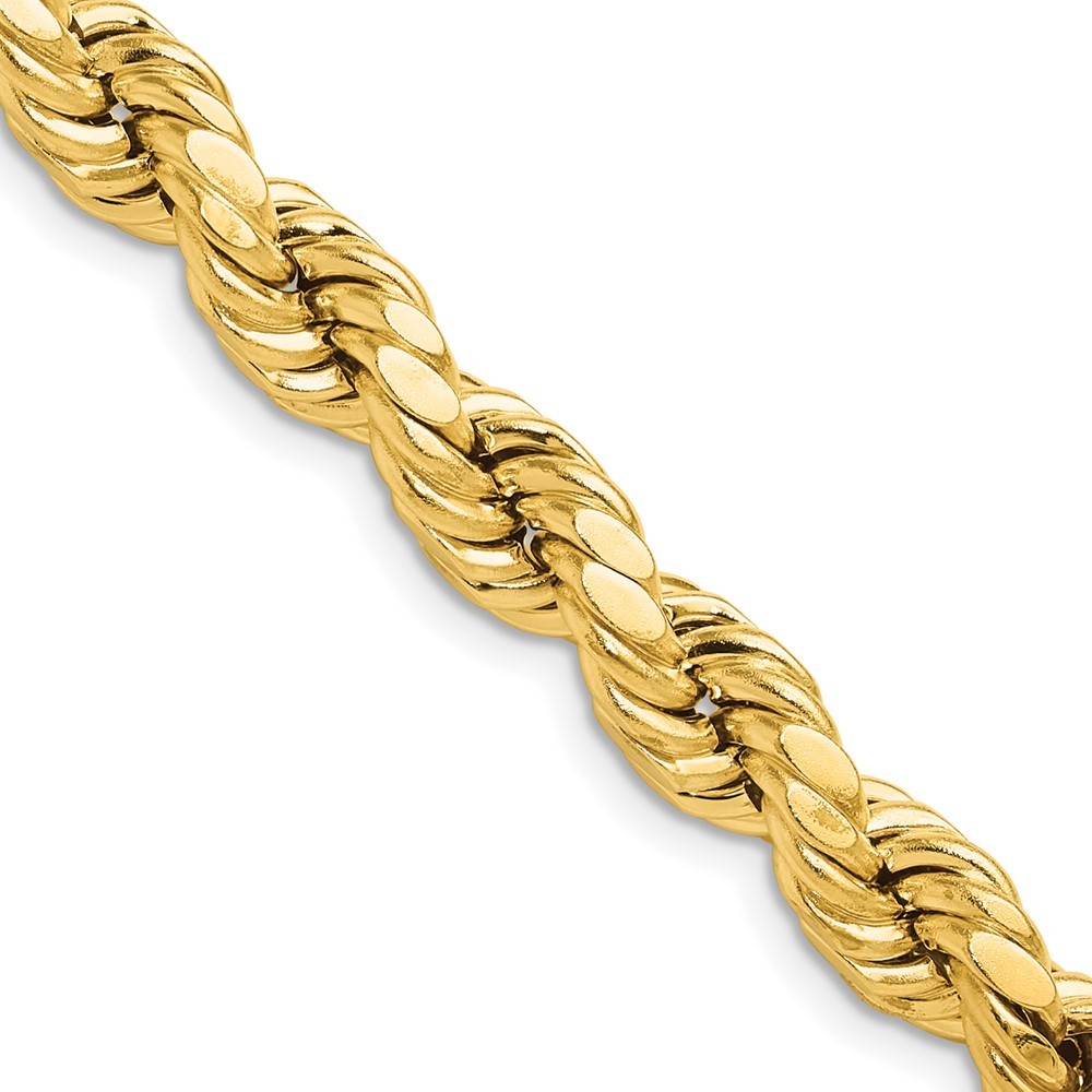 10K Yellow Gold 8.0mm Semi-solid Diamond-cut Rope Chain Necklace 20