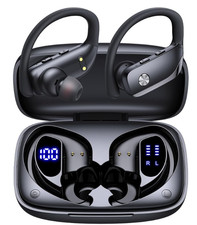 TWS Black Sports Wireless Earbuds, Long Lasting Battery, Built In Microphone