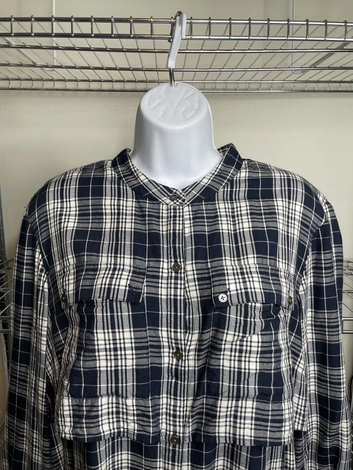 Camisa para mujer LL Bean Signature a cuadros con botones en capas talla 16 clásica preppy Foto 3 de 4