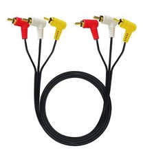 RCA Audio Video Cable - Gold Plated 90 Degree Right Angle 3 RCA Male to Femal...