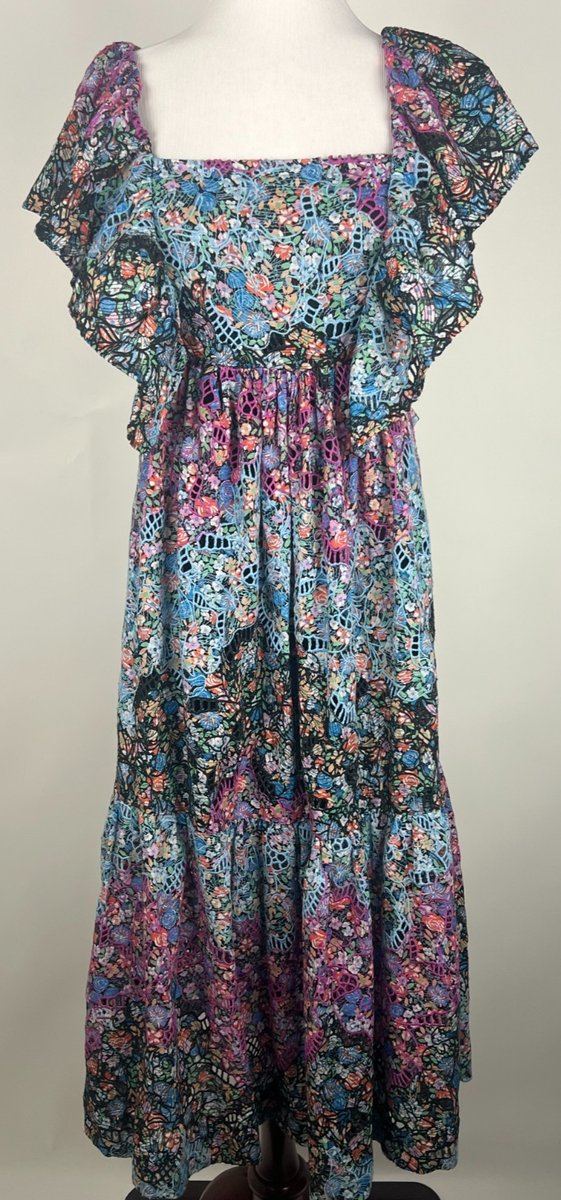 gypsy style maxi dresses Blue Boho Paisley Print Off Shoulder Maxi Dress Blue / L / 100%Viscose