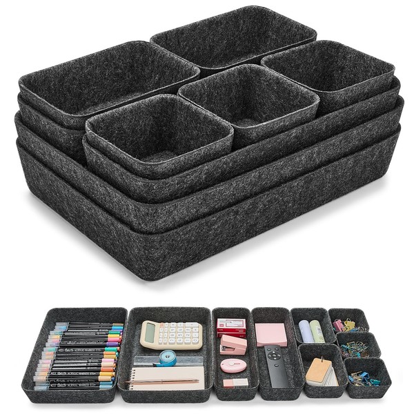 Schubladen Organizer Filz 9-Teilig Dunkelgrau BüRo Kosmetik Werkzeug KüChe Set-image