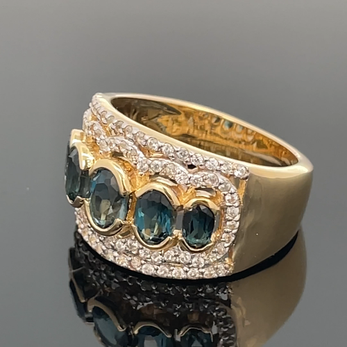 SCHMUCKJAGD RING GR. 19 (CA.60) 925/-SILBER VERGOLDET MIT BLAUTOPAS & ZIRKON - Video 1 von 1